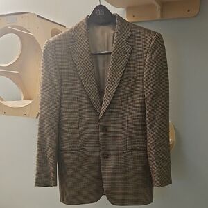Burberry London Men's Tan and Black Houndstooth Blazer Size 36R